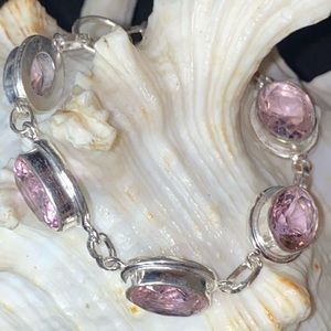 Gorgeous Pink Kunzite Handcrafted 925 faceted gem bracelet